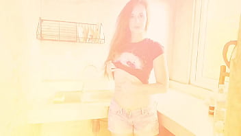 Pussy playing on table in my kitchen