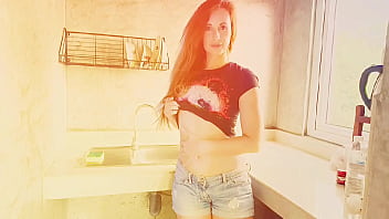 Pussy playing on table in my kitchen