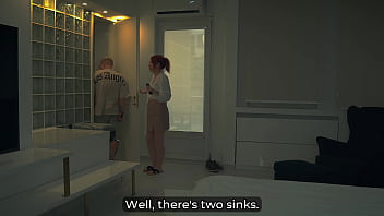 Step mom shares bed with step son in hotel – creampie shock