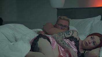 Step mom shares bed with step son in hotel – creampie shock