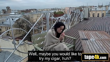 Stepbro caught his gorgeous stepsis smoking made her suck his cock instead