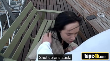 Stepbro caught his gorgeous stepsis smoking made her suck his cock instead