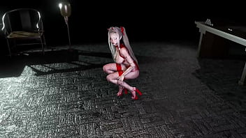 Petite japanese princess in lewd burgundy lingerie posling solo at midnight