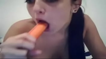 Cam model fucks and sucks dildo for cam show live