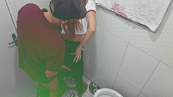 Slut being fucked by a stranger in the bathroom of a bar