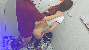 Slut being fucked by a stranger in the bathroom of a bar