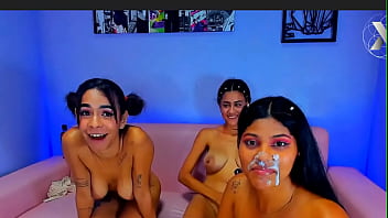 Big cumshot on this brunette's face and she swallows the cum