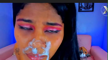 Big cumshot on this brunette's face and she swallows the cum Big cumshot on this brunette's face and she swallows the cum