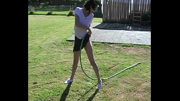 Zoe plays with water hose wetting pierced tits & her pussy Zoe plays with water hose wetting pierced tits & her pussy