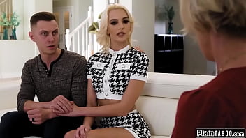 My husband cant finish without his busty milf stepmom here we are akward uncomfortable and naked so he can fuck me and finish ifo her