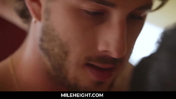 Stepson digs deeply in her cougar stepmother's hole instead going out