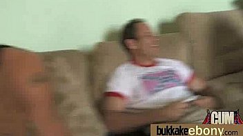 Ebony in a huge bukkake 10
