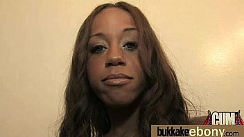 Ebony in a huge bukkake 10