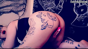 This blonde girl masturbates