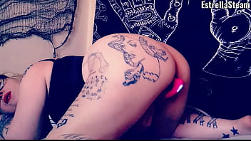 This blonde girl masturbates