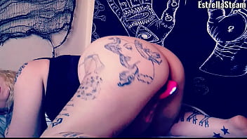 This blonde girl masturbates