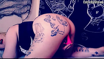 This blonde girl masturbates