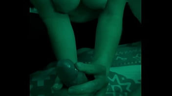 Big natural tits girlfriend handjob with massive cumshot