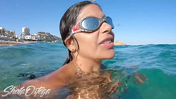 Sex on the beach inside water with a fan sheila ortega