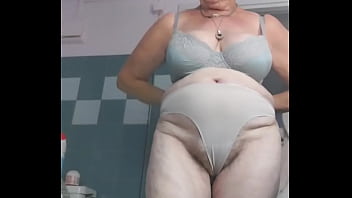 Granny fucks hairy pussy with cucumber