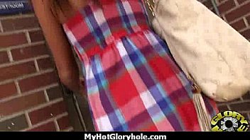 Horny lady enjoys gloryhole cocksucking interracial 11