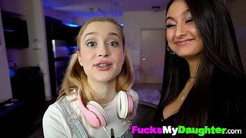 Full scene on my stepdad is such a perv he is always hitting on my friend when i bring her over but today he finally invites me to join them