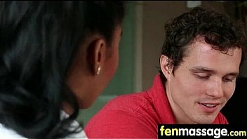 Deepthroat blowjob from big tits massage girl 19