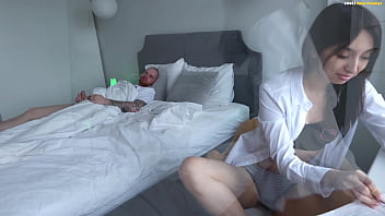 Hey brother help me do my schoolwork cute teen enjoys putting her cunt under her stepbrother's huge dick