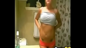 Tattooed blonde teen films herself teasing in bathroom camg8