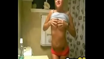 Tattooed blonde teen films herself teasing in bathroom camg8
