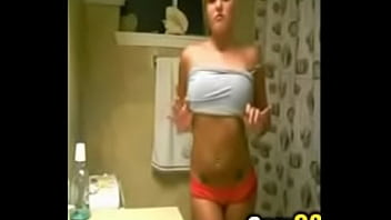 Tattooed blonde teen films herself teasing in bathroom camg8