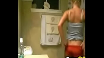 Tattooed blonde teen films herself teasing in bathroom camg8