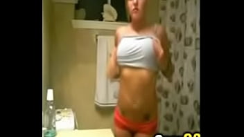 Tattooed blonde teen films herself teasing in bathroom camg8