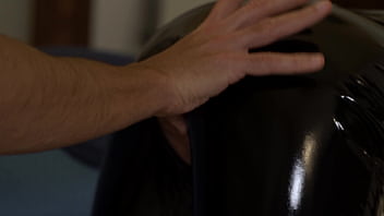 He picks me up and fucks me from behind and cums on my latex suit i love doggystyle