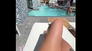 Sexy milf hanging out by the pool