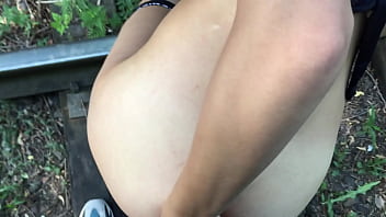 Cum on ass in public