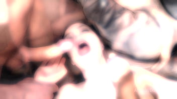 Full piss on jessie way when she's lying down drinks pee of three hard dicks dap hard spitting slapping nrx105