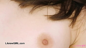 Sexy brunette model naked close up