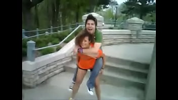 Maria giving ubaldo piggy back ride