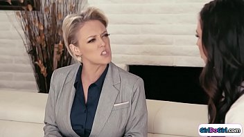 Big tit milf boss offers her employee a managing role in her business but her wardrobe needs to suited up the boss admires her curves and kisses then licks and fingers her hangs her tits in her mouth and facesits her