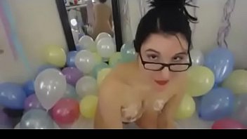 Next door chick wearing glasses and putting eatable foam on herself Next door chick wearing glasses and putting eatable foam on herself