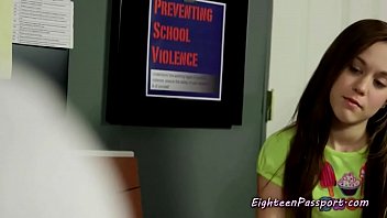 Petite teen blows a guard