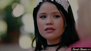 Cockriding milf teaches young maid fucking