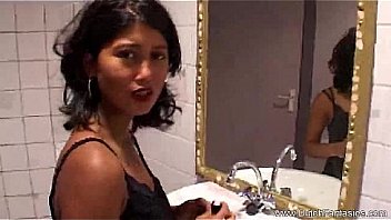 Brunette lady on her relaxing handjob session