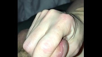 Wife strokes big dick till big cum shot
