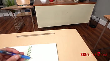 Teacher catches stepsis swallowing my load