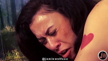 Caramel beauty fucks herself with steel dildo then takes giant bbc