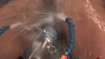 Big black dildo on top of fucking machine