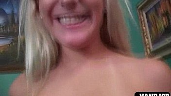 Blonde milf slut handjob