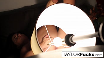 Hot brunette rubs her pussy